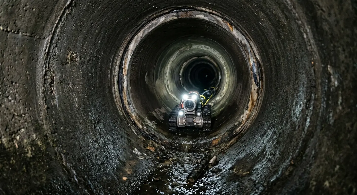 Robotic sewer camera inspecting pipe interior for Drain Snake Service in Jacksonville